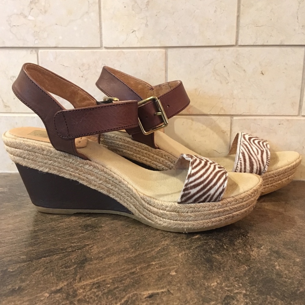 Kanna Zebra leather & jute platform sandals